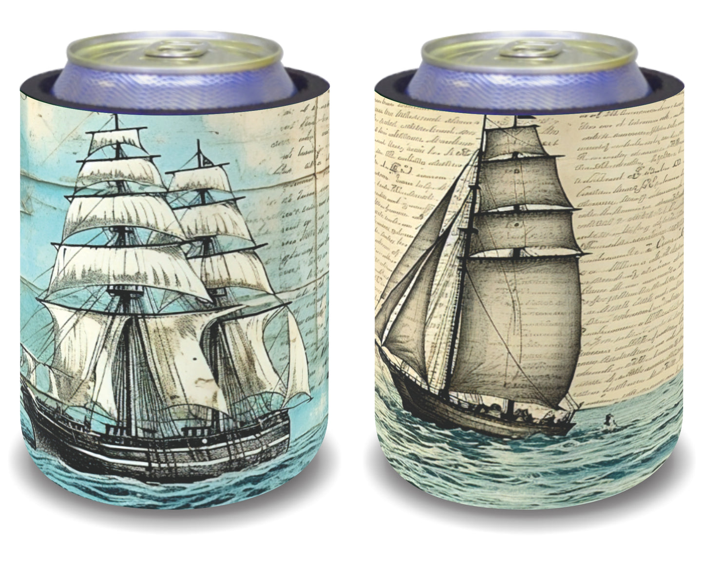 Stubby Holders for home. Set of 6. Full colour stubby holders. Vintage sail ships. #089