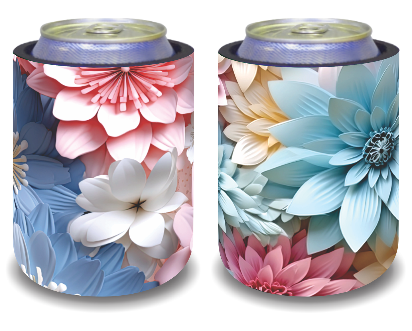 Stubby Holders for home. Set of 6. Full colour stubby holders. 3D AI floral designs . #075