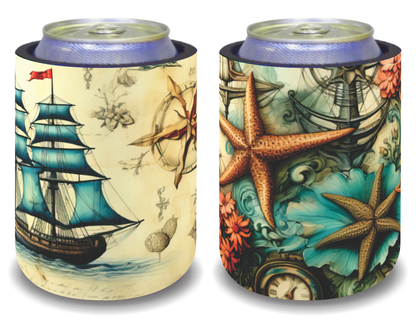 Stubby Holders for home. Set of 6. Full colour stubby holders. Vintage sail ships. #068