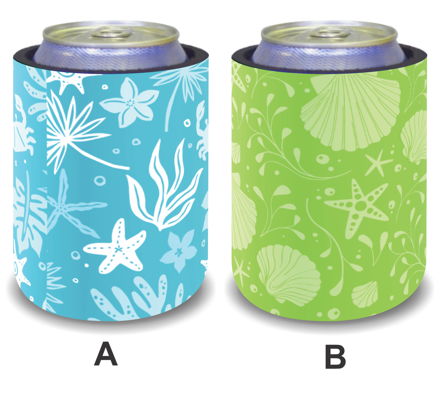 #122 Stubby Holders for home. Set of 2. Full colour stubby holders. Under the sea.