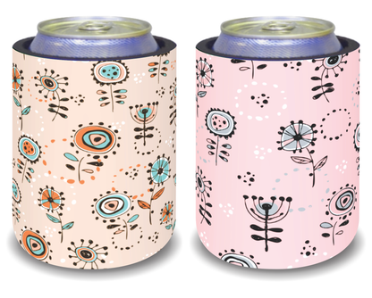 Stubby Holders for home. Set of 6. Full colour stubby holders.Abstract floral design. #123