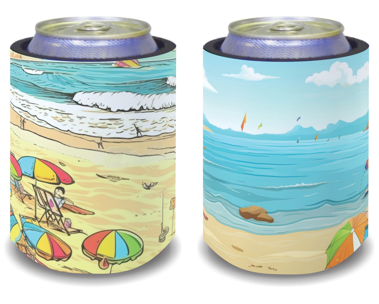 Stubby Holders for home. Set of 6. Full colour stubby holders. Retro Ocean design #033