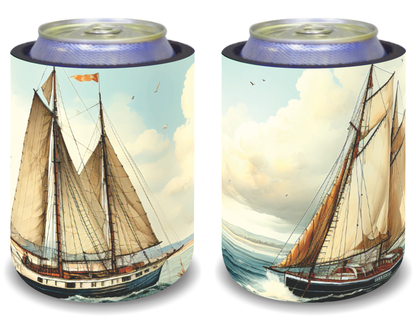 Stubby Holders for home. Set of 6. Full colour stubby holders. Sailboats. #066