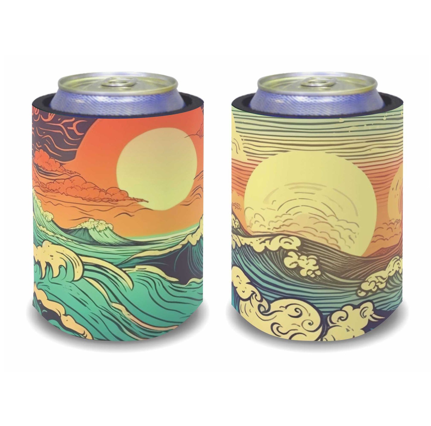 #032 Stubby Holders for home. Set of 6. Full colour stubby holders. Retro Ocean design