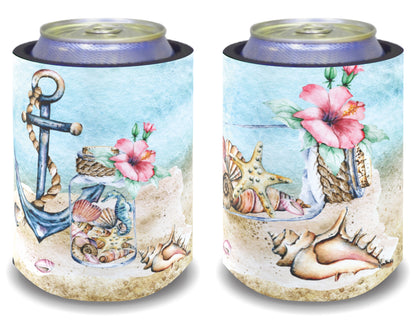 Stubby Holders for home. Set of 6. Full colour stubby holders. Retro Ocean design #034