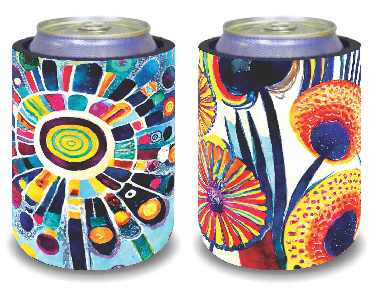 Stubby Holders for home. Set of 6. Full colour stubby holders. Abstract floral design. #120