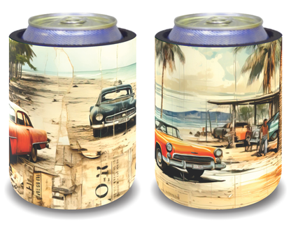 Stubby Holders for home. Set of 6. Full colour stubby holders. Retro beach designs. #094