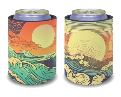 Stubby Holders for home. Set of 6. Full colour stubby holders. Retro Ocean design #032