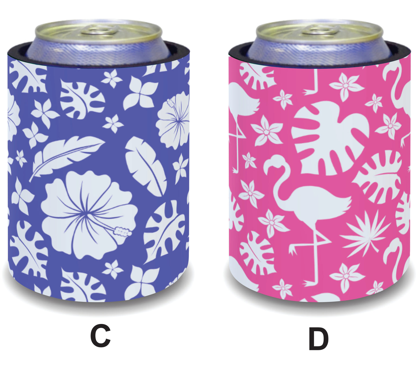 #097 Stubby Holders for home. Set of 2. Full colour stubby holders. Colorful Tropical Theme.