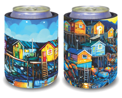 Stubby Holders for home. Set of 6. Full colour stubby holders. Beach vilage. #100