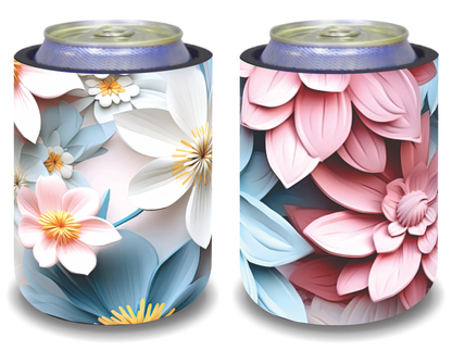 Stubby Holders for home. Set of 6. Full colour stubby holders. 3D AI floral designs . #075