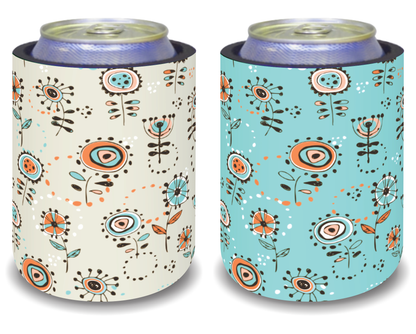 Stubby Holders for home. Set of 6. Full colour stubby holders.Abstract floral design. #123