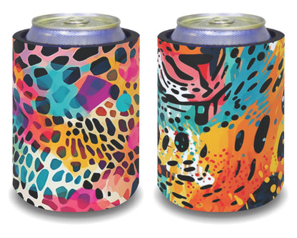 Stubby Holders for home. Set of 6. Full colour stubby holders. Coloured Leopard Skin. #040