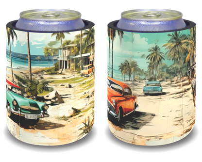 Stubby Holders for home. Set of 6. Full colour stubby holders. Retro beach designs. #094