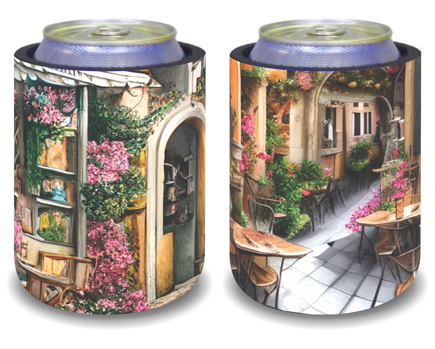 Stubby Holders for home. Set of 6. Full colour stubby holders. Hiden Italian streets. #107