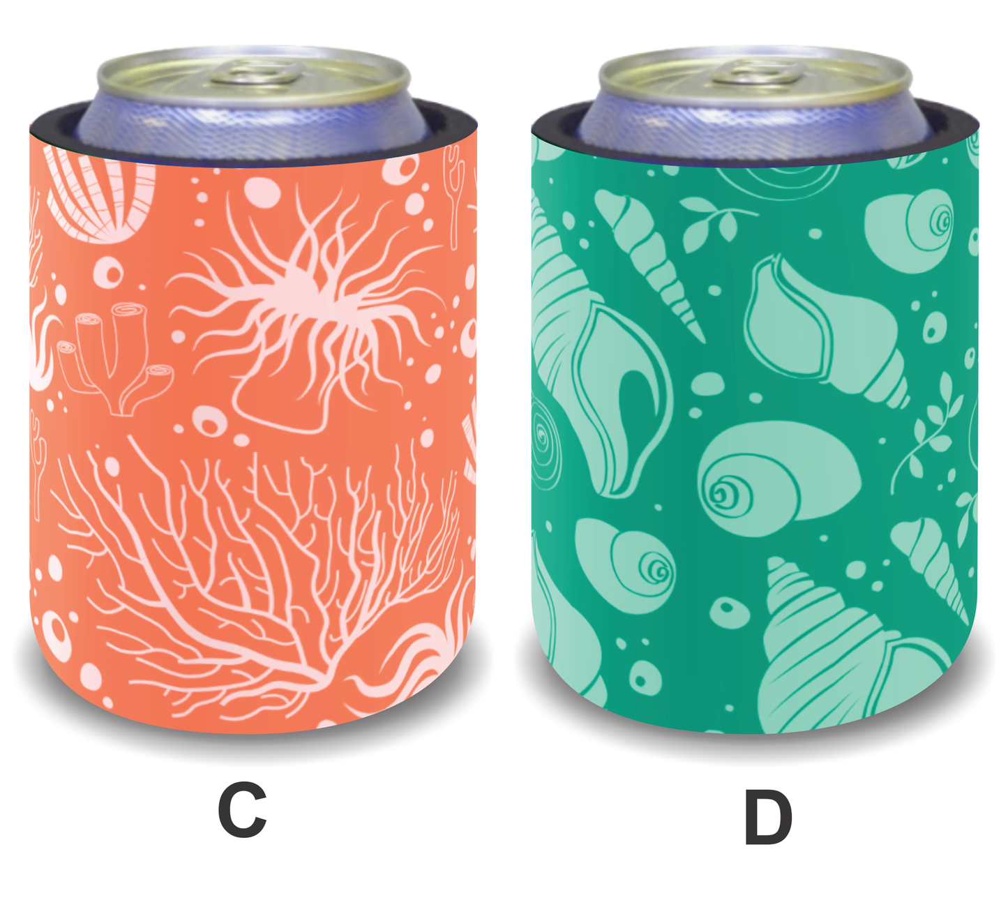 #122 Stubby Holders for home. Set of 2. Full colour stubby holders. Under the sea.