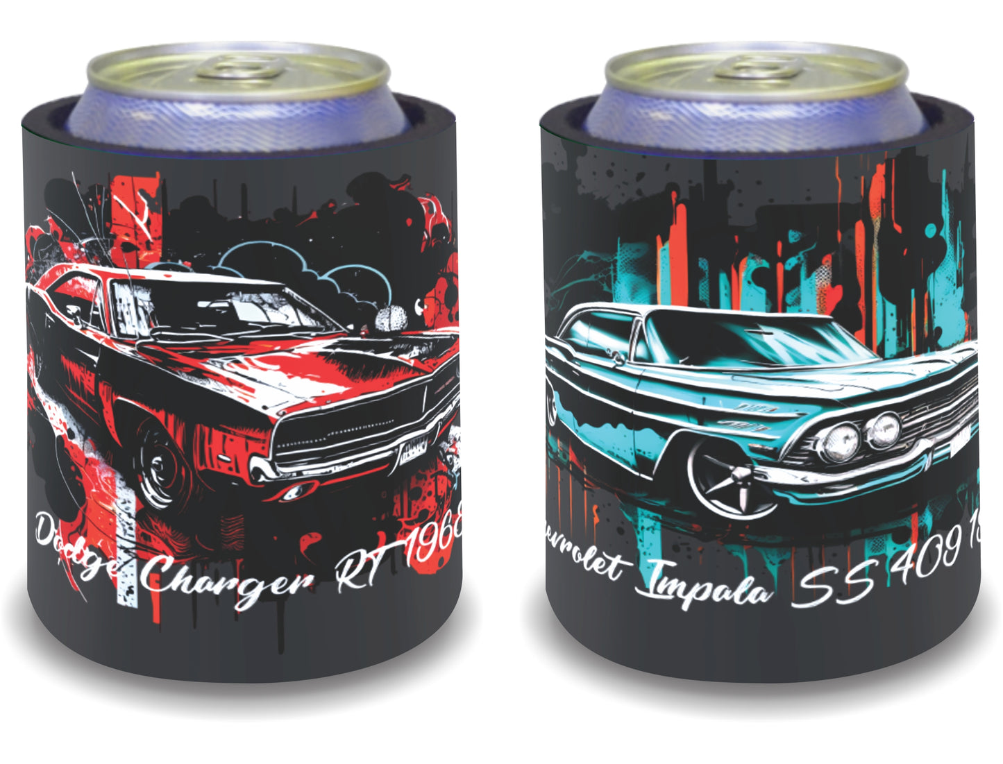 Stubby Holders for home. Set of 6. Full colour stubby holders. Iconic muscle cars. #096