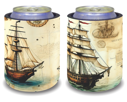 Stubby Holders for home. Set of 6. Full colour stubby holders. Vintage sail ships. #068