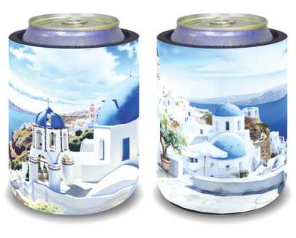 Stubby Holders for home. Set of 6. Full colour stubby holders. Santorini. #108