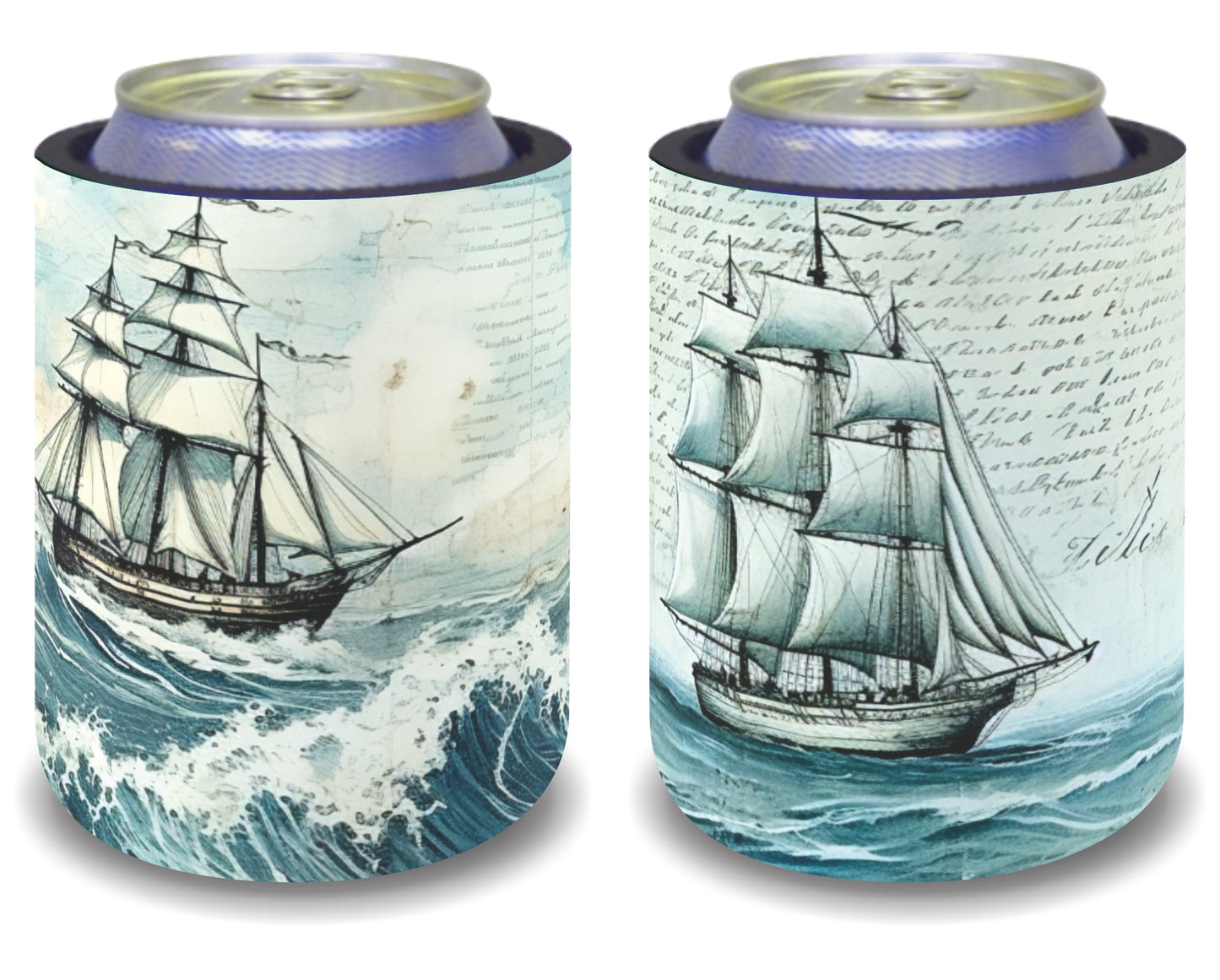 Stubby Holders for home. Set of 6. Full colour stubby holders. Vintage sail ships. #089