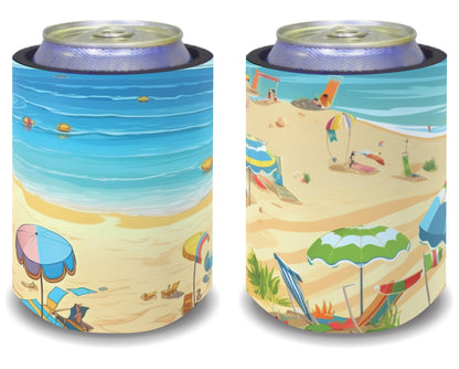 Stubby Holders for home. Set of 6. Full colour stubby holders. Retro Ocean design #033