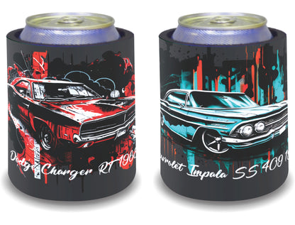 Stubby Holders for home. Set of 6. Full colour stubby holders. American Icon Muscle Cars. #096