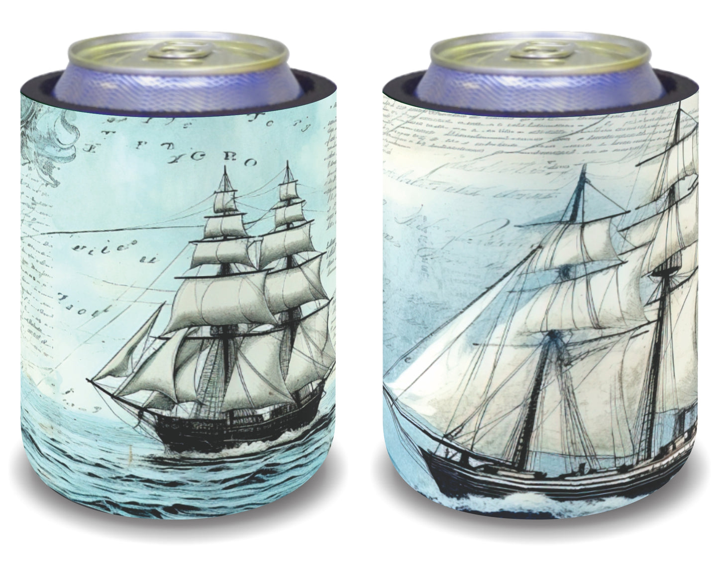 Stubby Holders for home. Set of 6. Full colour stubby holders. Vintage sail ships. #089