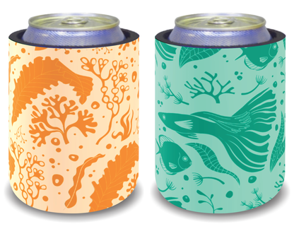 Stubby Holders for home. Set of 6. Full colour stubby holders. Under the sea. #122