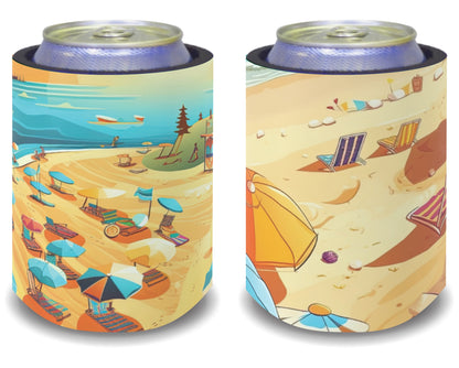 Stubby Holders for home. Set of 6. Full colour stubby holders. Retro Ocean design #033