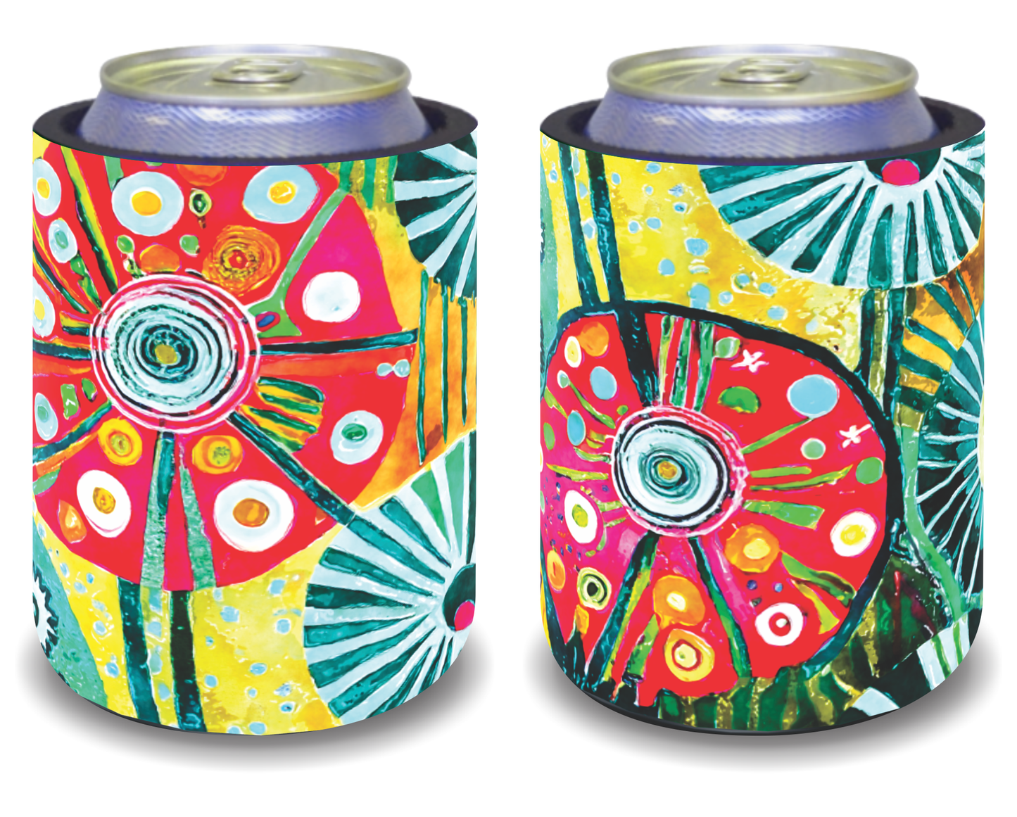 Stubby Holders for home. Set of 6. Full colour stubby holders. Abstract floral design. #120