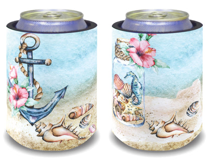 Stubby Holders for home. Set of 6. Full colour stubby holders. Retro Ocean design #034