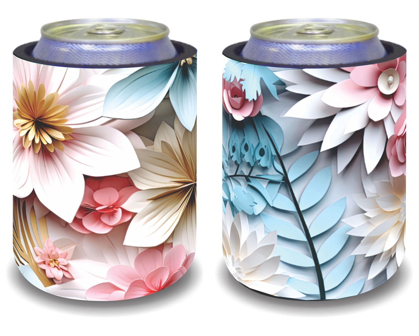 Stubby Holders for home. Set of 2. Full colour stubby holders. 3D AI floral designs . #075