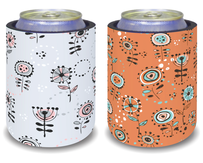 Stubby Holders for home. Set of 6. Full colour stubby holders.Abstract floral design. #123