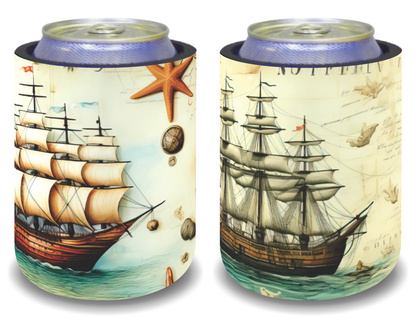 Stubby Holders for home. Set of 6. Full colour stubby holders. Vintage sail ships. #068