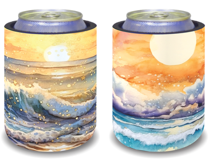 Stubby Holders for home. Set of 6. Full colour stubby holders. Sunset on the beach. #071