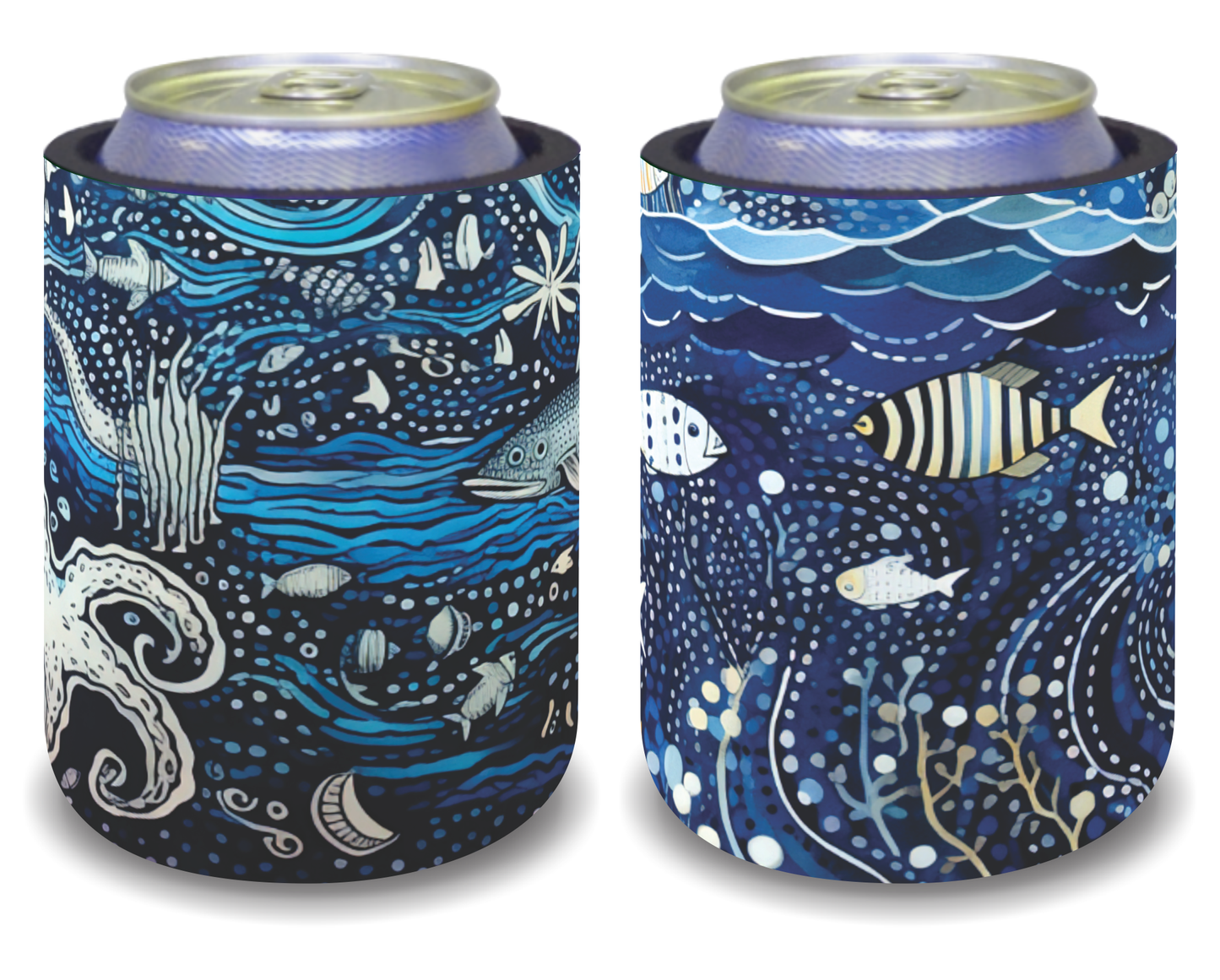 Stubby Holders for home. Set of 6. Full colour stubby holders. Under the sea. #091