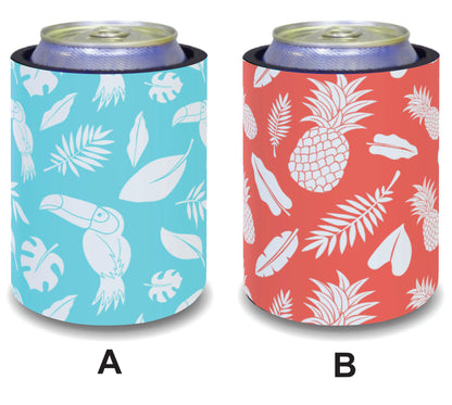 #097 Stubby Holders for home. Set of 2. Full colour stubby holders. Colorful Tropical Theme.