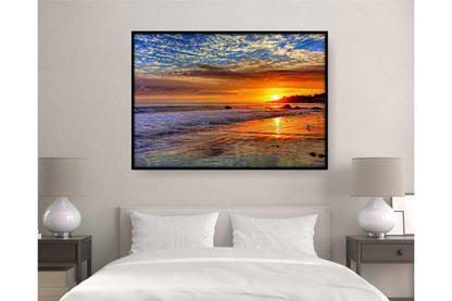 Beach Ocean Wall Art. Beach Prints. Ocean Rocky  Shore. Sunset over the ocean. Ocean Prints. Size A4. #0046