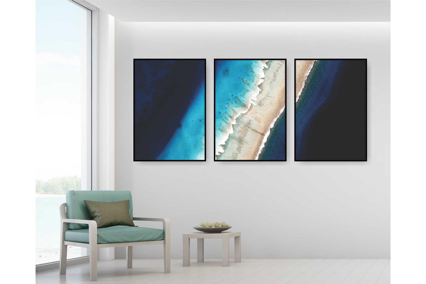 Set of 3 prints. Beach Ocean Wall Art. Watercolor Beach Prints.  Ocean Prints. Size A4. #0129