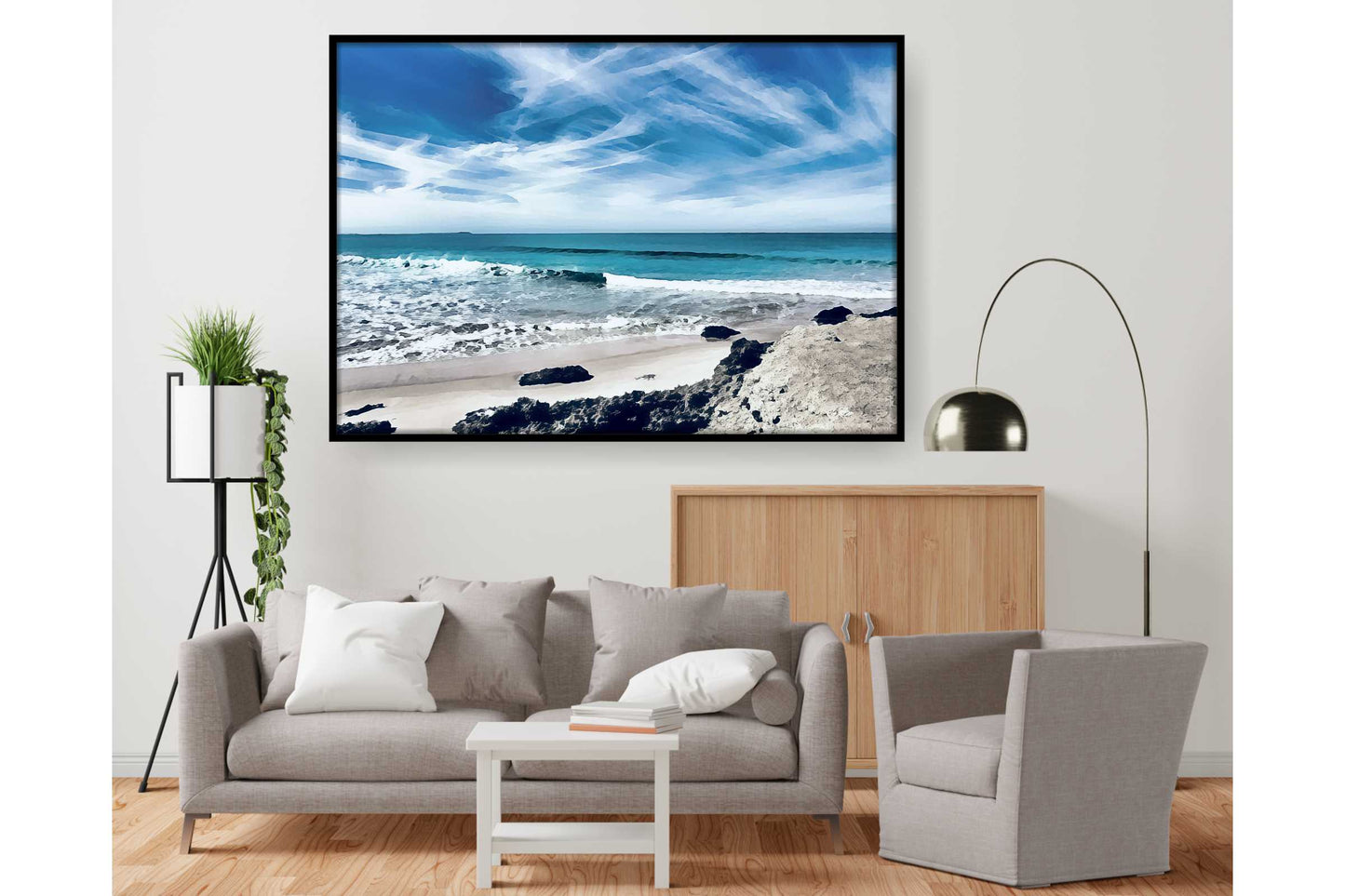 Beach Ocean Wall Art. Beach Prints. Artistic Watercolour beach print. Ocean Prints. Size A4. #0148