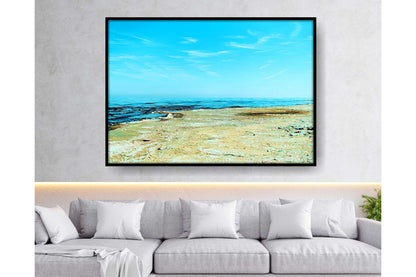 Beach Ocean Wall Art. Beach Prints. Artistic Watercolour beach print. Serene sunset beach scene. Size A4. #0185