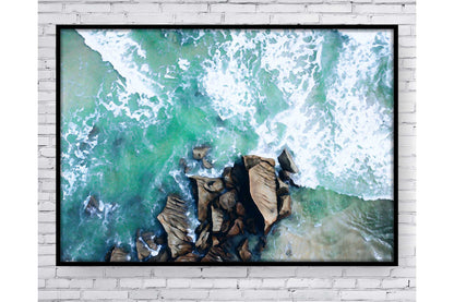 Beach Ocean Wall Art. Beach Prints. Artistic Watercolour beach print. Rocky seaside. Size A4. #0200