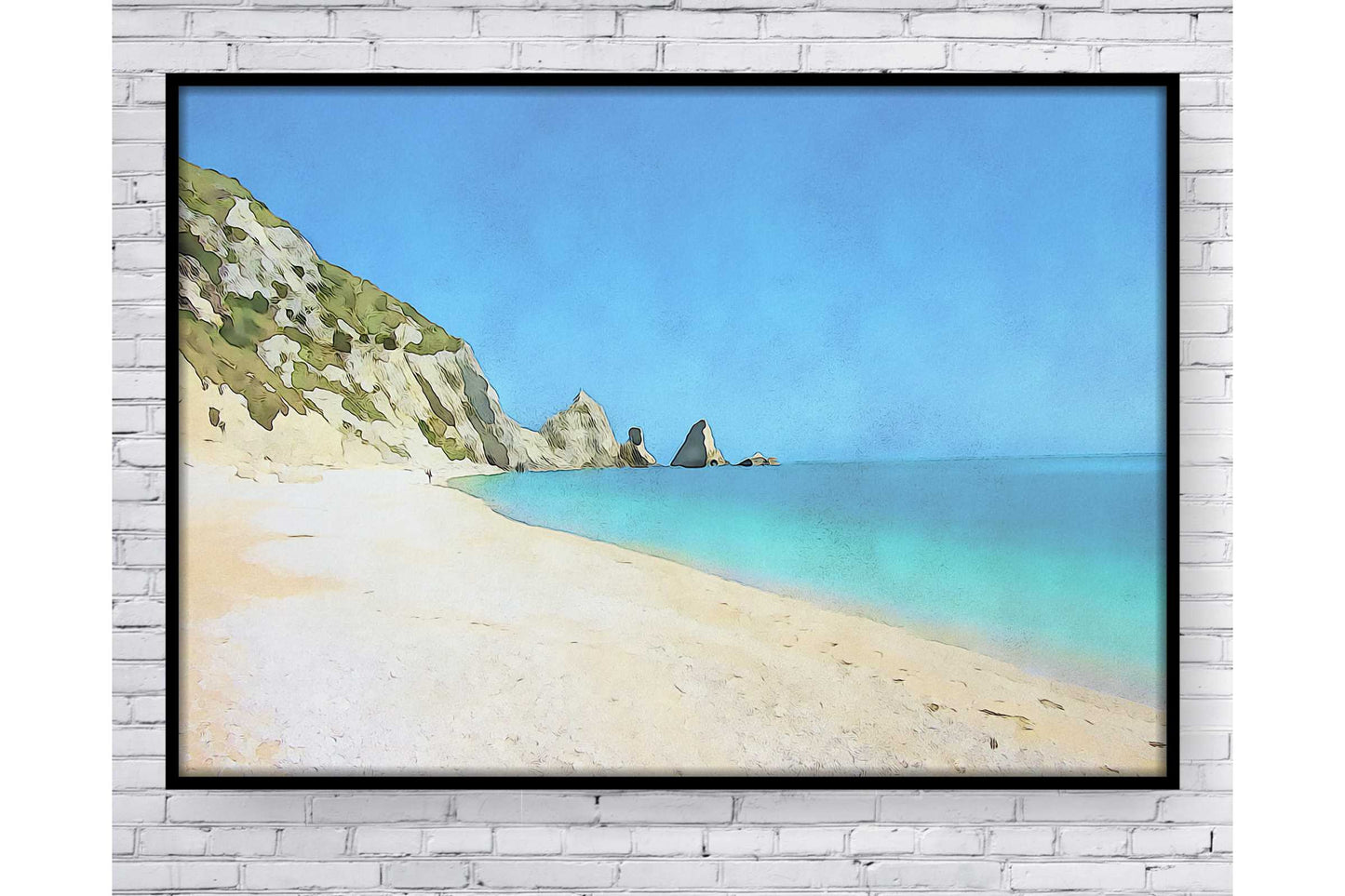 Beach Ocean Wall Art. Beach Prints. Artistic Watercolour beach print. Rocky seaside. Size A4. #0204