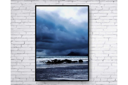 Set of 3 prints. Beach Ocean Wall Art. Watercolor Beach Prints. Stormy ocean. Size A4. #0221