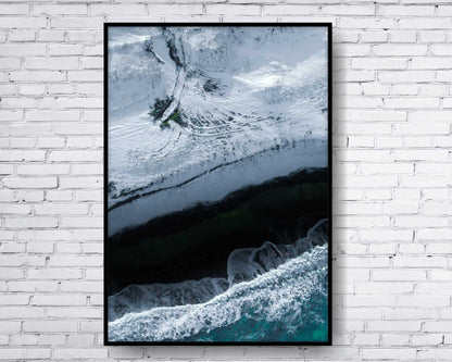 Set of 3 prints. Beach Ocean Wall Art. Watercolor Beach Prints. Big waves crushing on the beach. Size A4. #0224