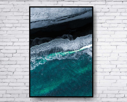 Set of 3 prints. Beach Ocean Wall Art. Watercolor Beach Prints. Big waves crushing on the beach. Size A4. #0224