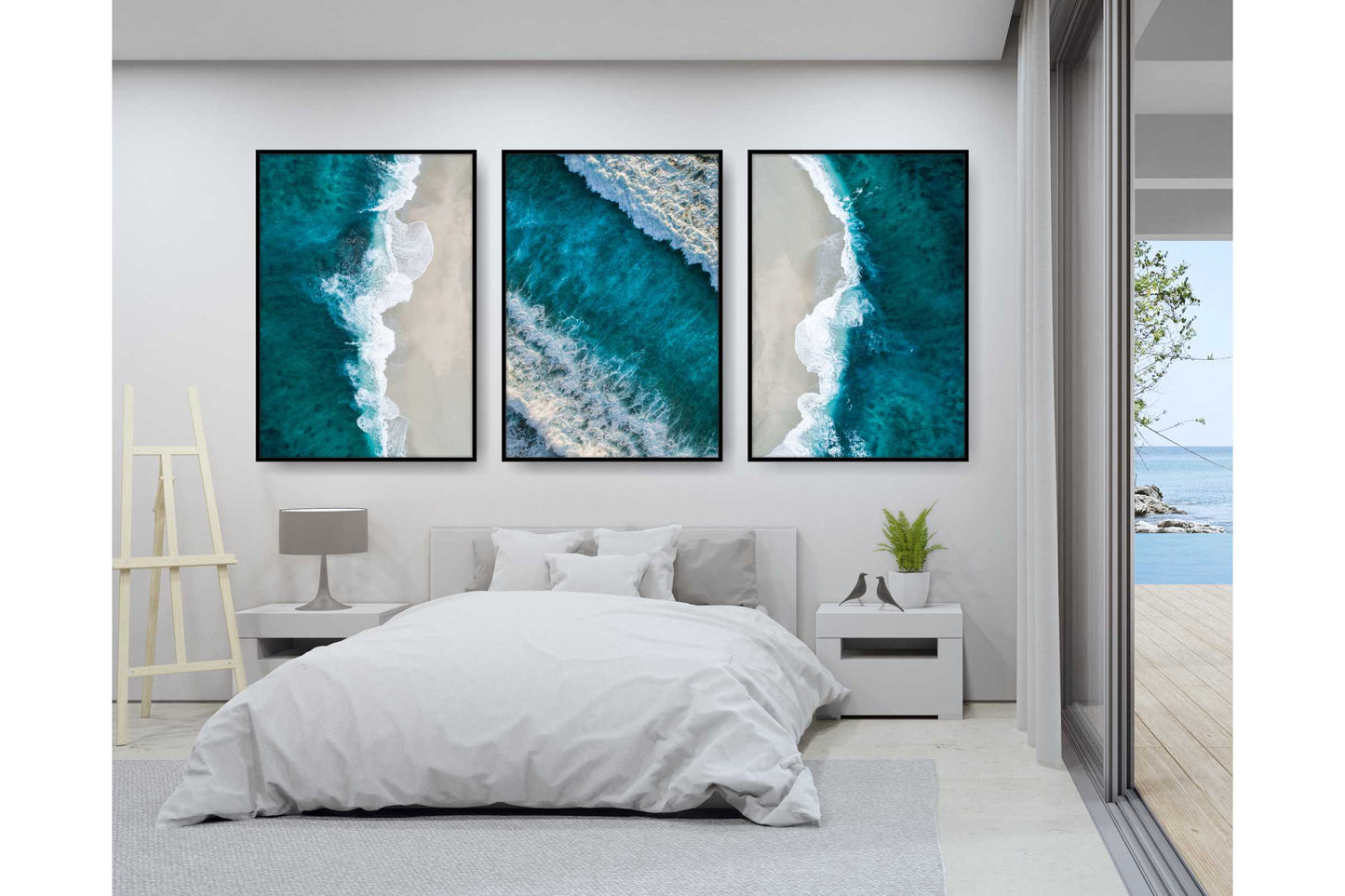 Set of 3 prints. Beach Ocean Wall Art. Watercolor Ocean Waves Prints. Size A4. #0248