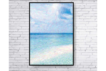 Set of 3 prints. Beach Ocean Wall Art. Watercolour Ocean Prints. Calm weather over the ocean horizon. #0266