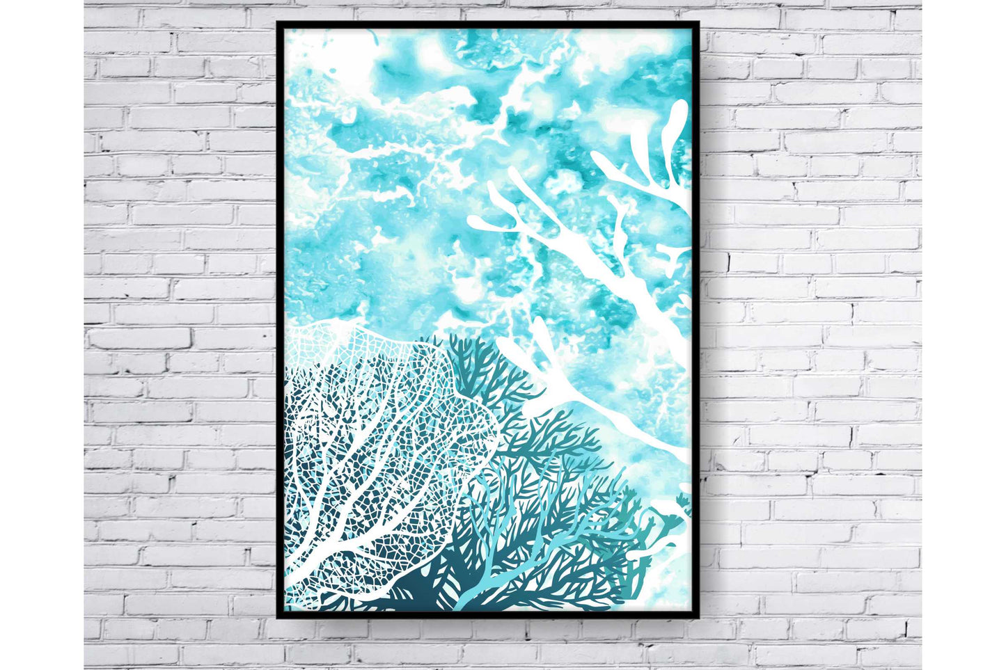 Set of 2 prints A4 Size. Beach Ocean Wall Art. Watercolour coral Prints.  #0275