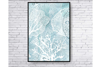 Set of 2 prints A4 Size. Beach Ocean Wall Art. Watercolour coral Prints. #0277